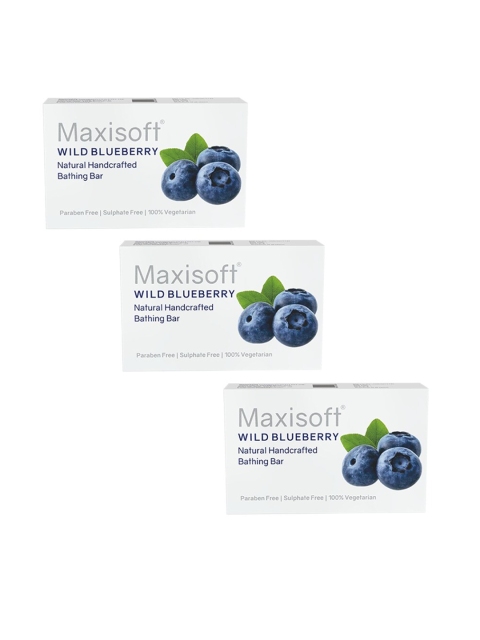 

Maxisoft Set Of 3 Wild Blueberry Bathing bar Paraben & Sulphate Free|For all Skin Types 75g, White