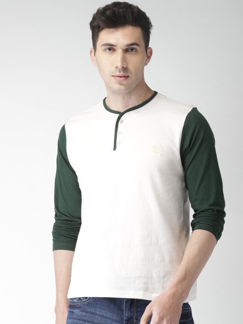 

Harvard Men White Solid Henley Neck T-shirt