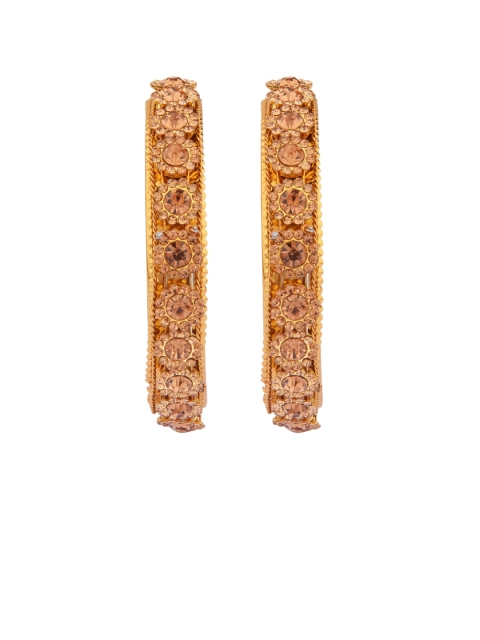 

FEMMIBELLA Set of 2 Gold-Plated CZ-studded Bangle
