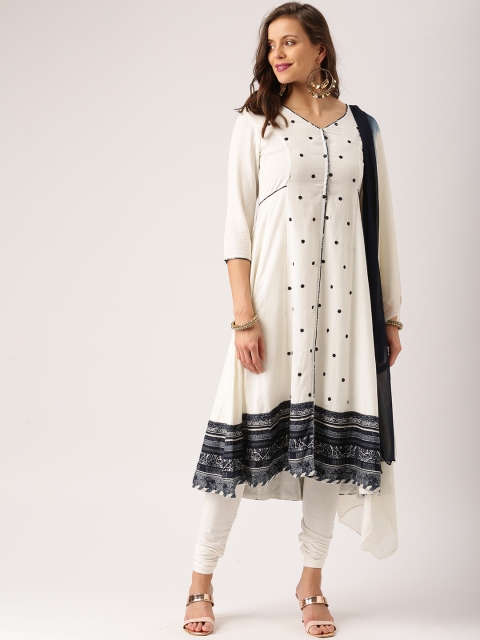 

IMARA by Women White Self Design Kurta with Churidar