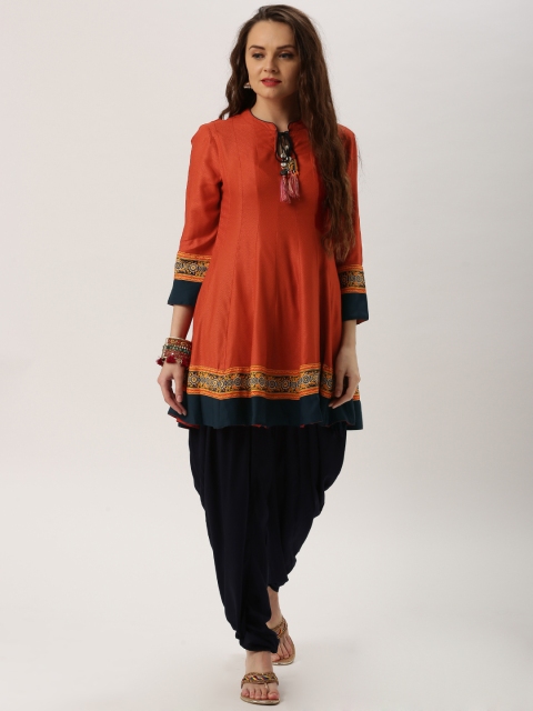 

IMARA Women Rust & Black Printed Kurta with Patiala