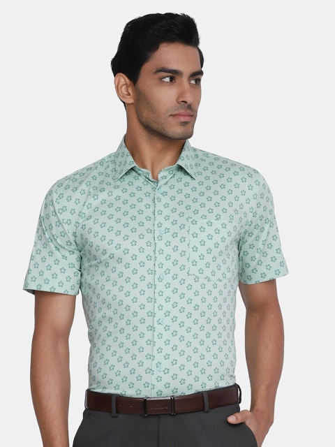 

Blackberrys Men Spread Collar Slim Fit Printed Formal Shirt, Green