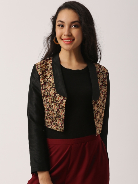 

IMARA Women Black Embroidered Jacket