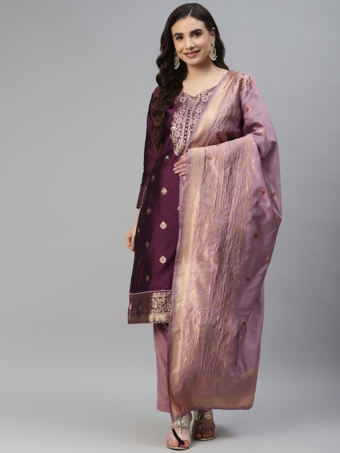 

Readiprint Fashions Mauve Semi-Stitched Dress Material