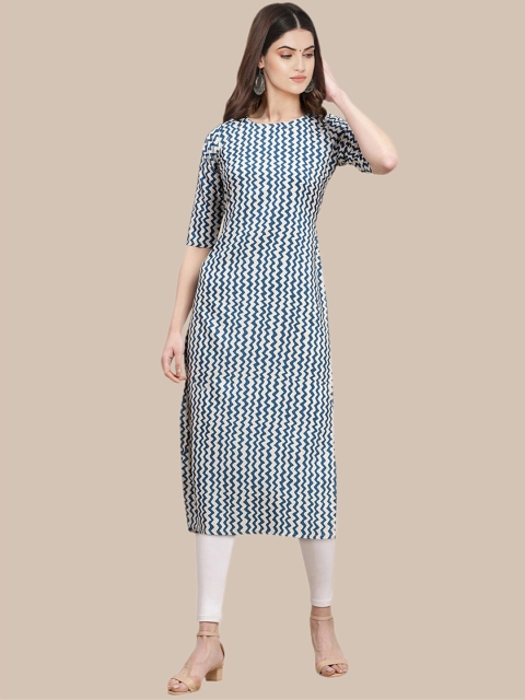 

Ethnic basket Women Pack Of 5 Ethnic Motifs Printed Crepe Kurta, Blue
