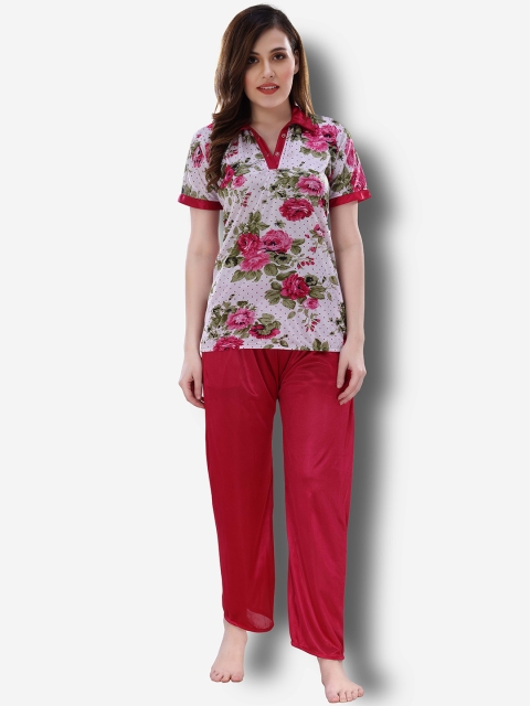 

Romaisa Women Floral Printed Night suit, Pink