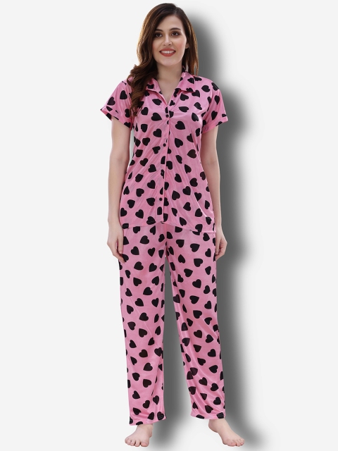 

Romaisa Women Printed Night suit, Pink