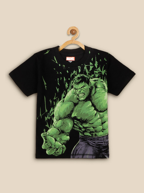 

Kids Ville Boys Hulk Printed Cotton T-shirt, Black