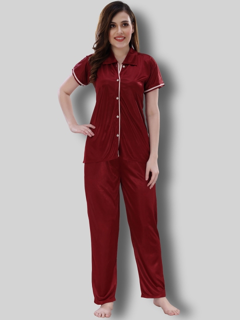 

Romaisa Women Solid Night suit, Maroon