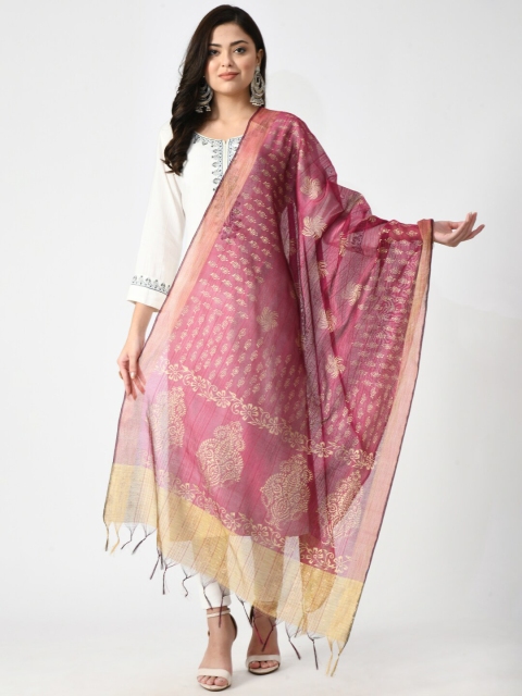 

Akshatani Printed Organza Block Print Dupatta, Pink
