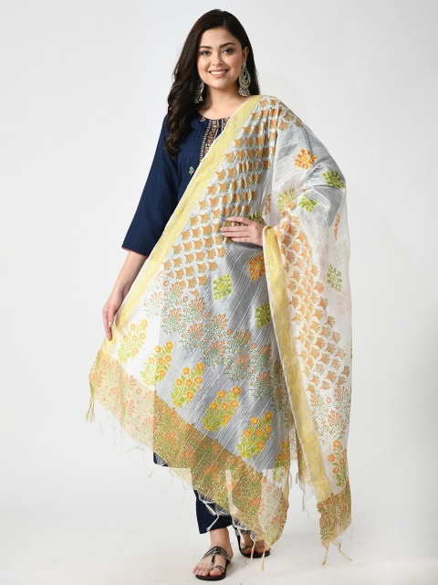 

Akshatani Printed Organza Block Print Dupatta, White