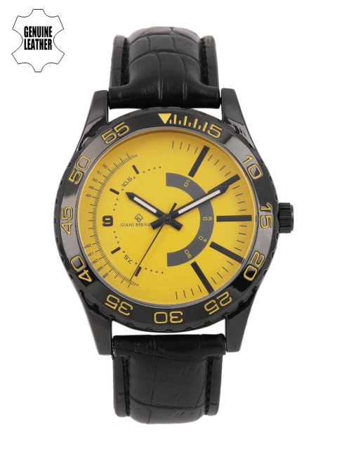 

Giani Bernard Men Yellow & Black Analogue Watch GBM-02F