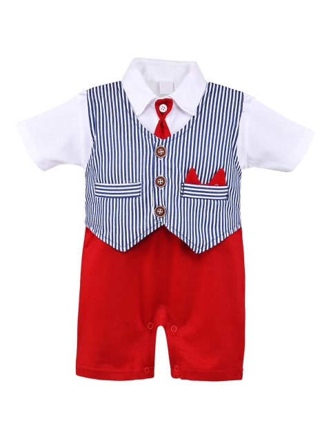 

Wish Karo Infants Striped Cotton Romper, Red