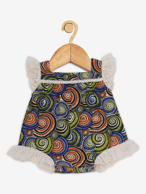 

Creative Kids Girls Printed Romper, Navy blue
