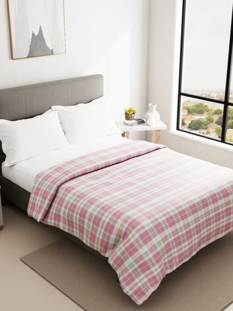 

BIANCA Checked AC Room 210 GSM Double Bed Comforter, Pink