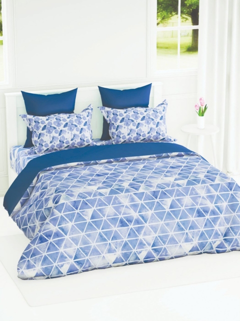 

BIANCA Geometric AC Room 210 GSM Double Bed Comforter, Blue