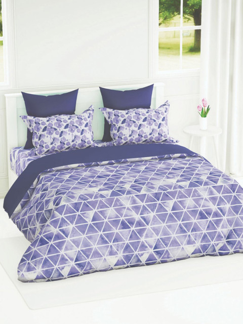 

BIANCA Geometric Printed Cotton AC Room 210 GSM Double Bed Comforter, Purple