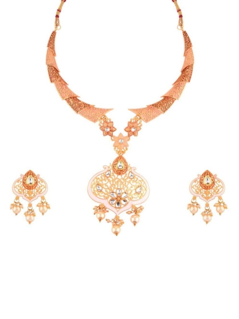 

Efulgenz Gold-Plated Crystal-Studded & Beaded Jewellery Set