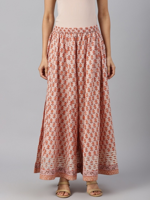 

SHRINKHLA Women Pink & Orange Floral Printed Ethnic Palazzos