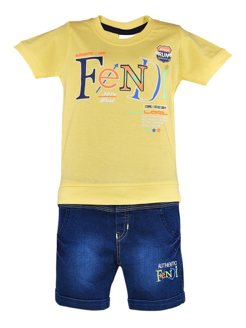 

Wish Karo Boys Printed T-shirt with Shorts, Yellow