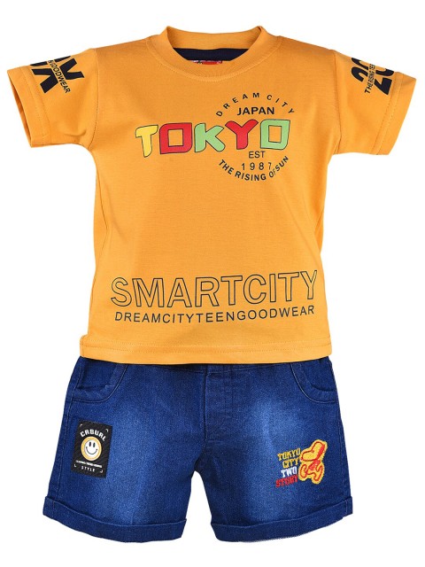 

Wish Karo Boys Printed T-shirt with Shorts, Yellow