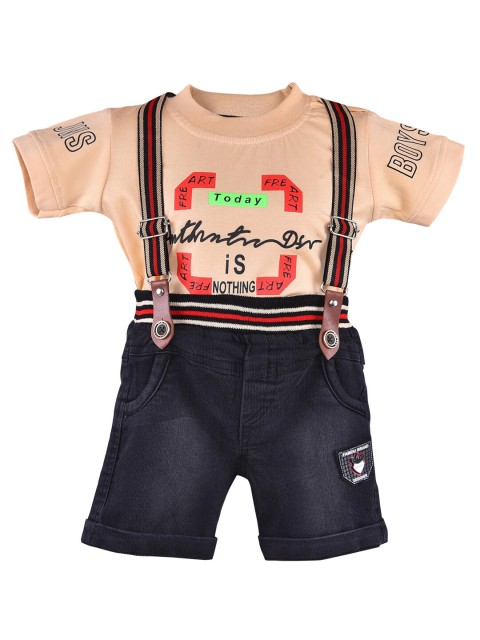 

Wish Karo Boys Printed T-shirt with Shorts, Cream