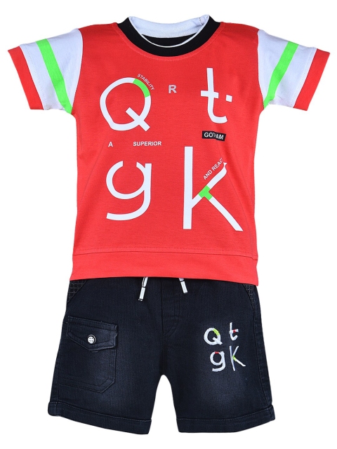 

Wish Karo Boys Printed T-shirt with Shorts, Red