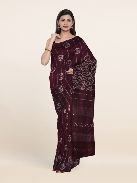 

Pothys Batik Zari Jute Cotton Saree, Purple