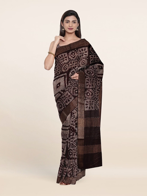 

Pothys Ethnic Motifs Zari Jute Cotton Saree, Brown