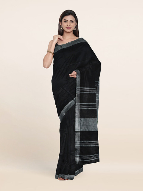 

Pothys Zari Linen Blend Saree, Black