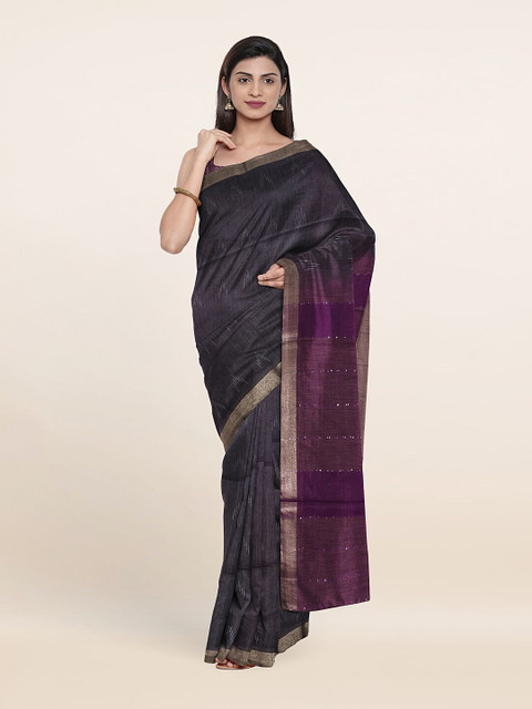 

Pothys Printed Woven Design Zari Linen Blend Saree, Grey