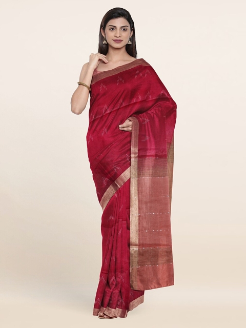 

Pothys Zari Linen Saree, Pink