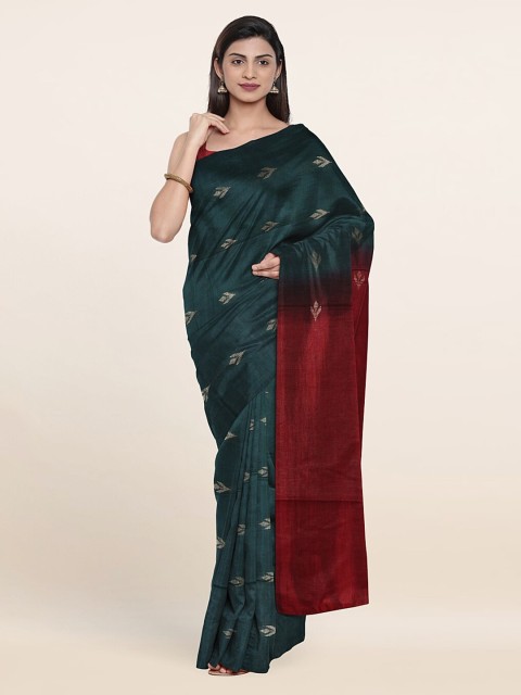 

Pothys Woven Design Zari Linen Blend Saree, Green