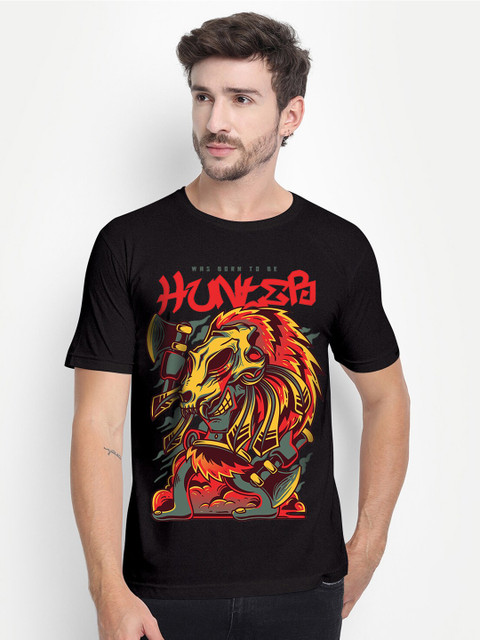 

THREADCURRY Men Black Printed T-shirt