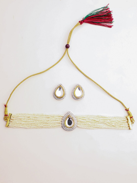 

Vita Bella Gold-Plated CZ Stone-Studded Choker Necklace Set, White