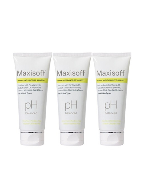 

Maxisoft Set Of 3 Herbal Anti-Dandruff Shampoo, White