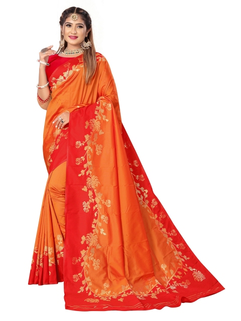 

Rivana Zari Pure Silk Kanjeevaram Saree, Orange