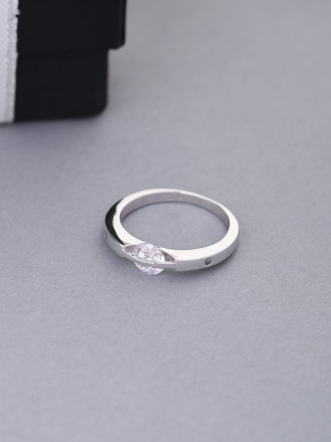 

Tistabene Rhodium-Plated Stone Studded Ring, Silver