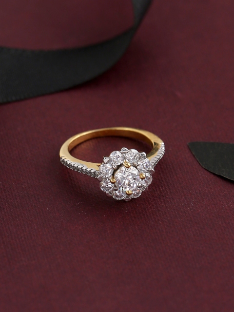 

Tistabene Gold-Plated American Diamond-Studded Finger Ring, White