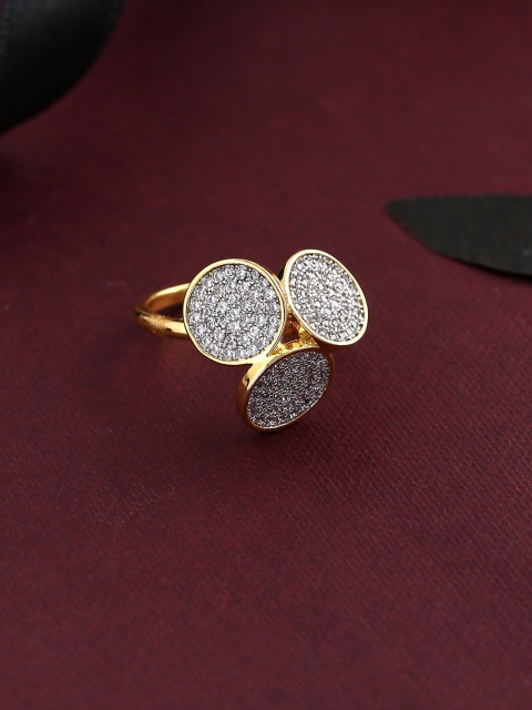 

Tistabene Women Gold-Plated Crystal Studded Finger Ring