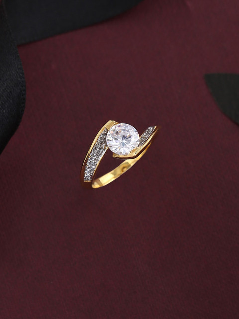 

Tistabene Gold-Plated Stone-Studded Finger Ring, White