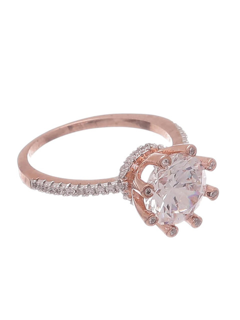 

Tistabene Rose Gold-Plated Stone-Studded Finger Ring