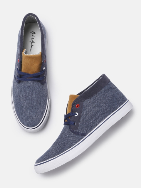 

Mast & Harbour Men Blue Canvas Mid-Top Sneakers