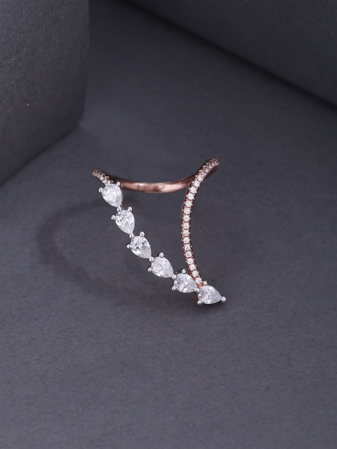 

Tistabene Rose Gold-Plated & Stone-Studded Finger Ring