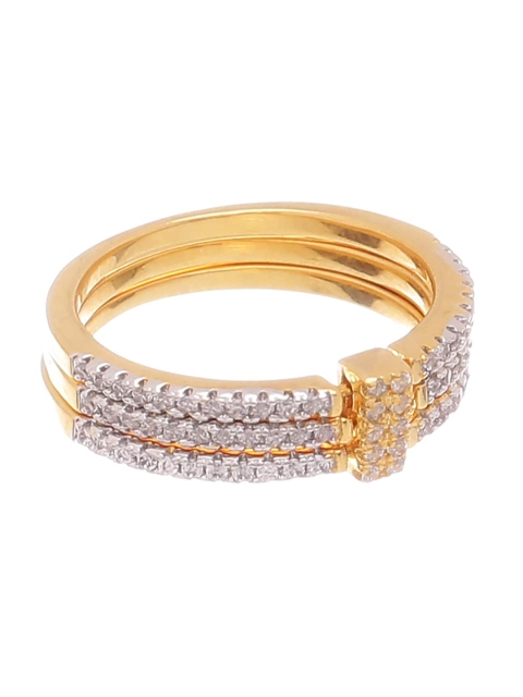 

Tistabene Women Gold Plated Contemporary Two Tone Stacked Finger Ring, White