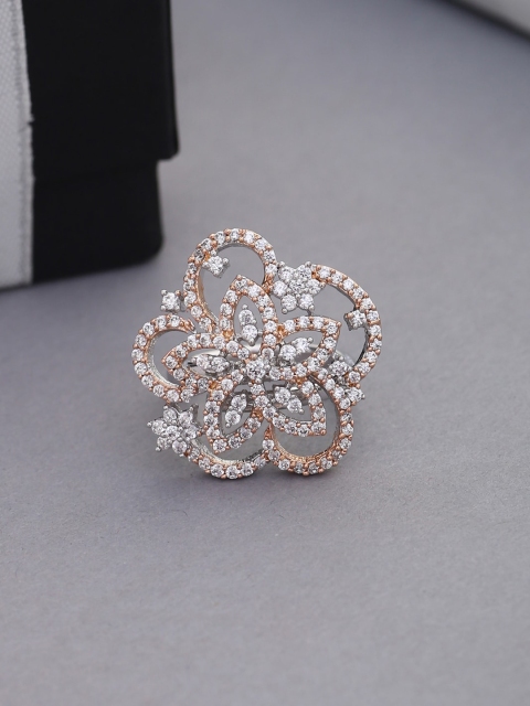 

Tistabene Rhodium-Plated AD Stone-Studded Finger Ring, Silver