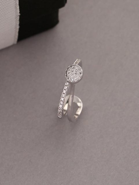 

Tistabene White Gold -Plated Stone-Studded Finger Ring, Silver