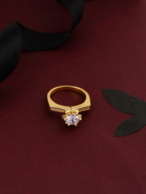 

Tistabene Gold-Plated Stone Studded Finger Ring