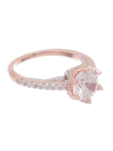 

Tistabene Rose Gold-Plated Stone Studded Finger Ring