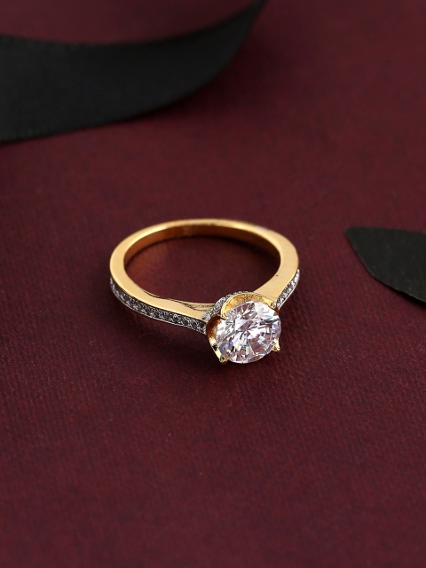 

Tistabene Gold-Plated & Stone-Studded Solitaire Ring